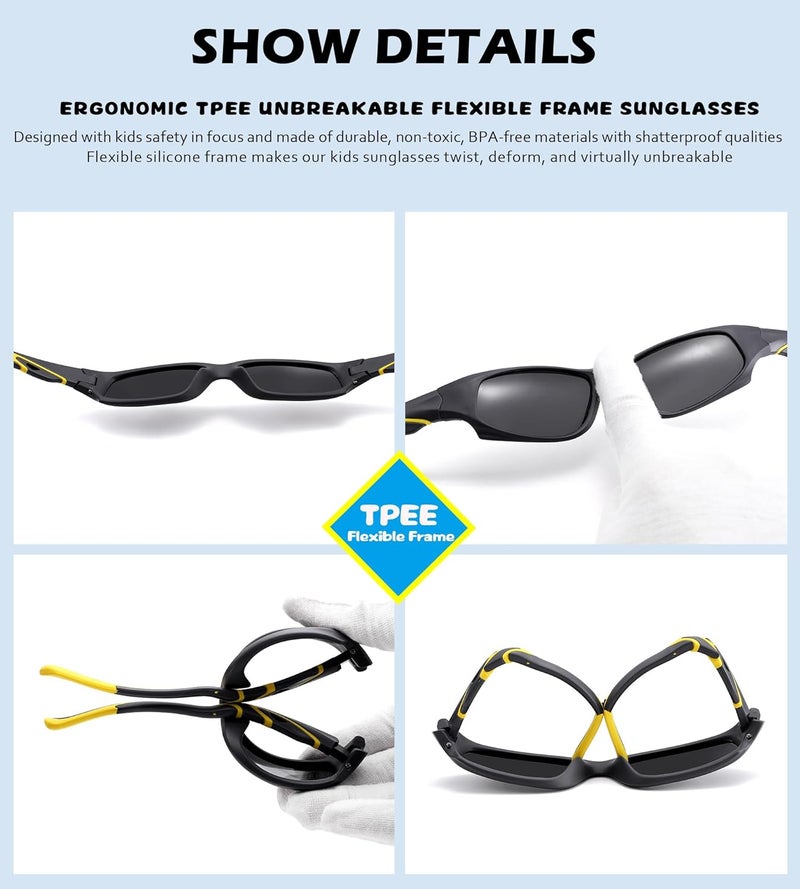 NULOOQ Kids Baseball Polarized Sunglasses – Unbreakable Flexible Youth Sports Sunglasses for Boys Girls Age 4-12 - Image 4